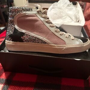 Glitter zip up mid dress shoes